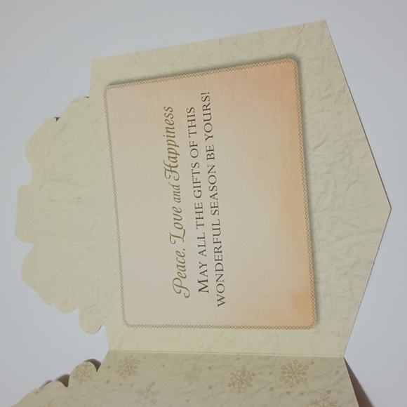 $2 Add-on Foil Christmas Card & Envelope Present with Trees Wrapping Paper Gold - Picture 5 of 9